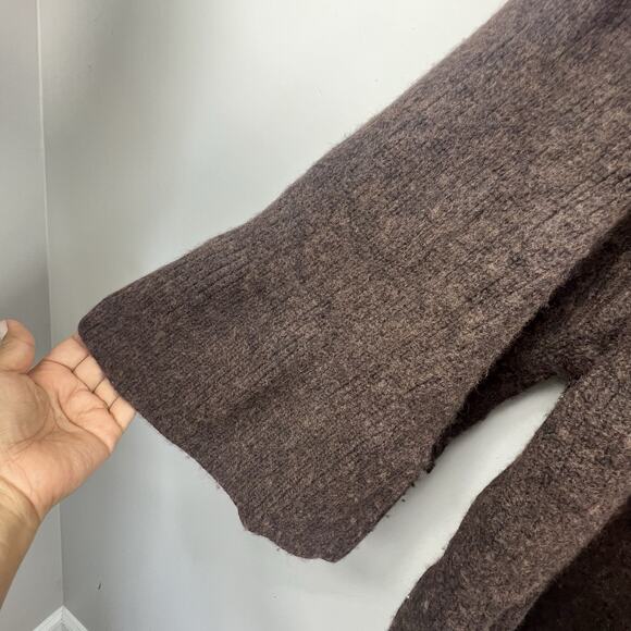 Banana Republic Women's Dark Brown Mock Neck Wool Sweater Sz XXL Kimono Sleeves - Picture 6 of 9